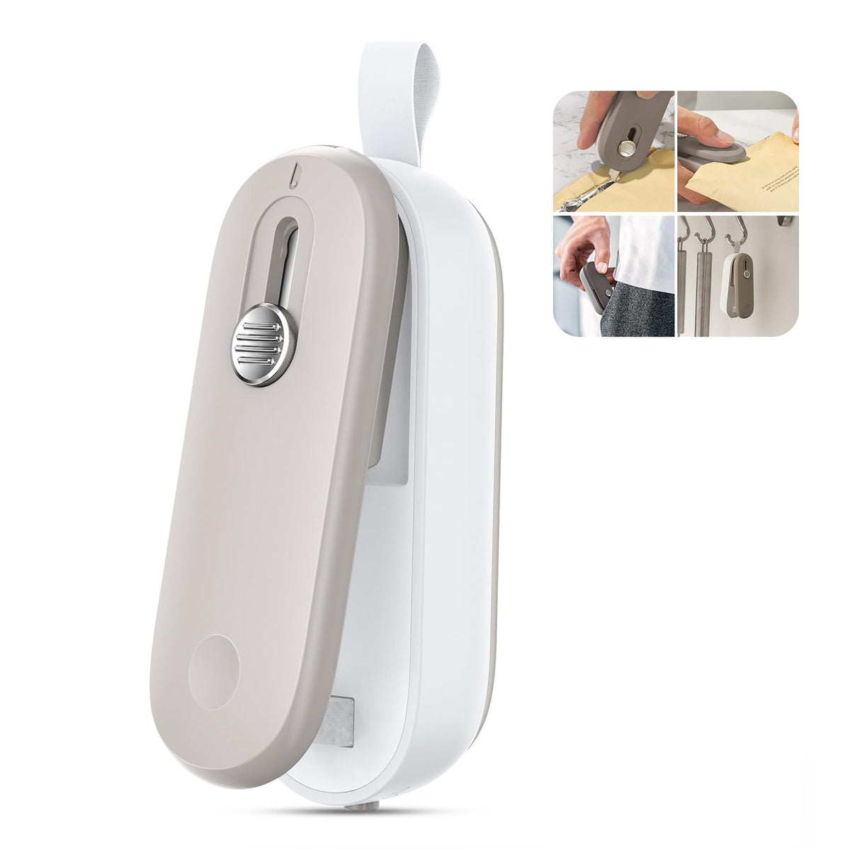 ODSD mini sellador de bolsas con corte, práctico para snacks.