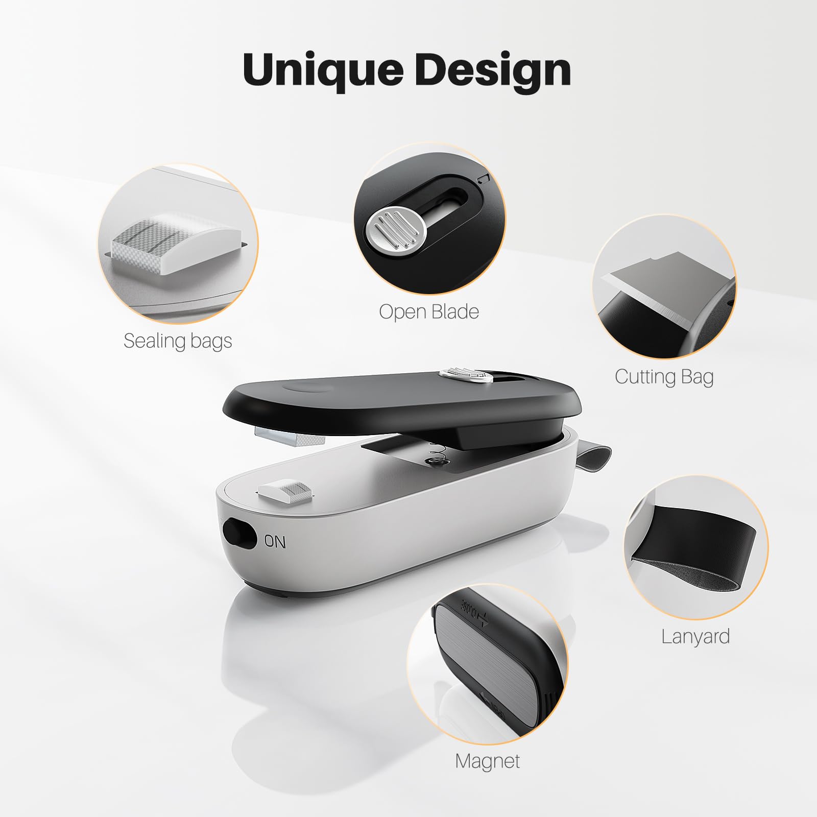 ODSD mini sellador portátil con imán para frigorífico, ordena la despensa.
