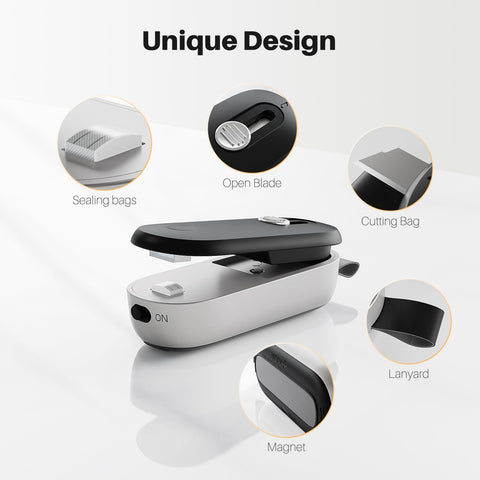 ODSD mini sellador portátil con imán para frigorífico, ordena la despensa.