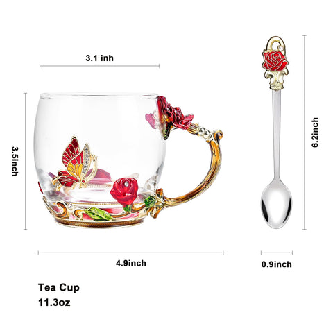 OEAGO taza esmaltada con cuchara a juego, ideal para té o café