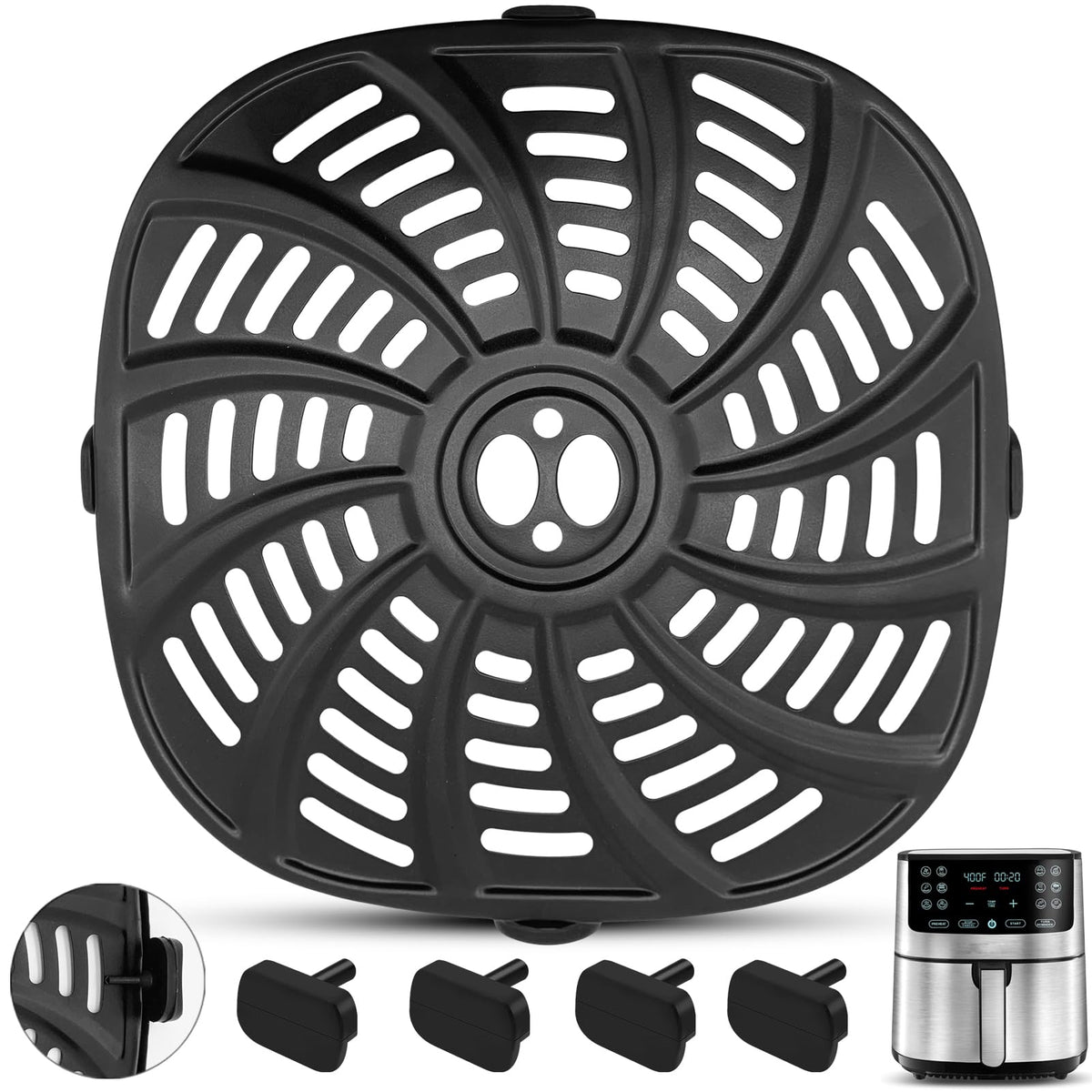 Oecue bandeja grill para freidora de aire, tamaño 8,97'' x 8,97'', cocina más uniforme.
