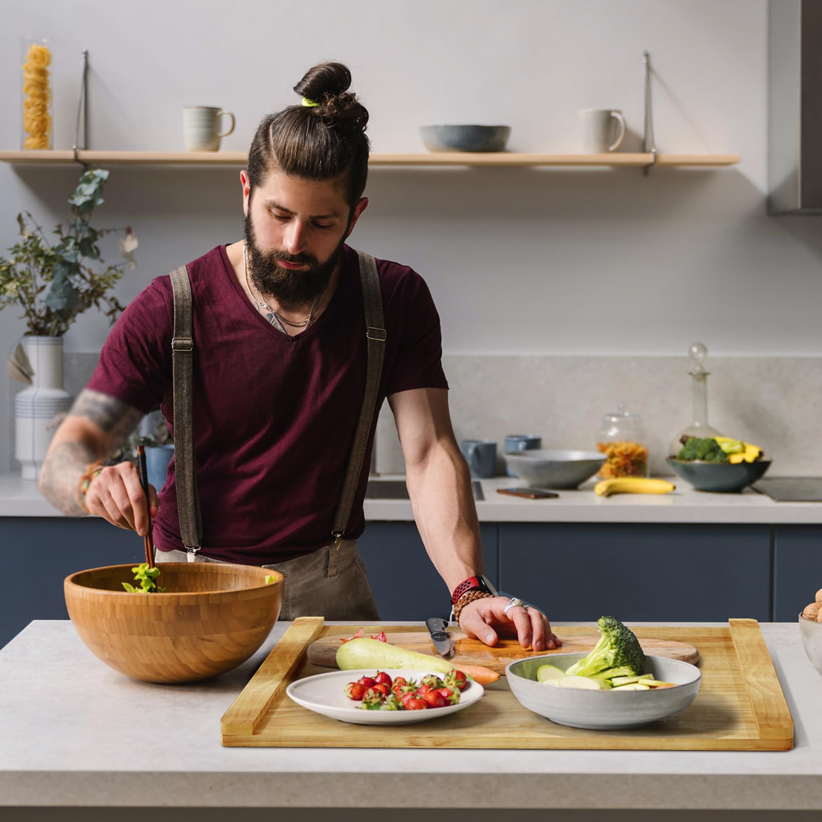 Oenalw Noodle Board protege la encimera y ofrece espacio extra