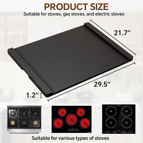 Oenalw tablero-estufa de madera negra funciona como bandeja decorativa extra.