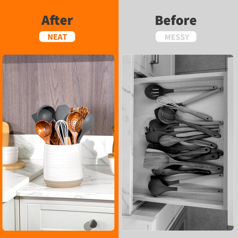 Officepal porta utensilios conviene para almacenar utensilios de cocina con elegancia.