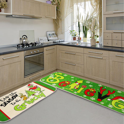 ofjrap alfombrilla de cocina interior con motivos navideños, protege el suelo y añade color