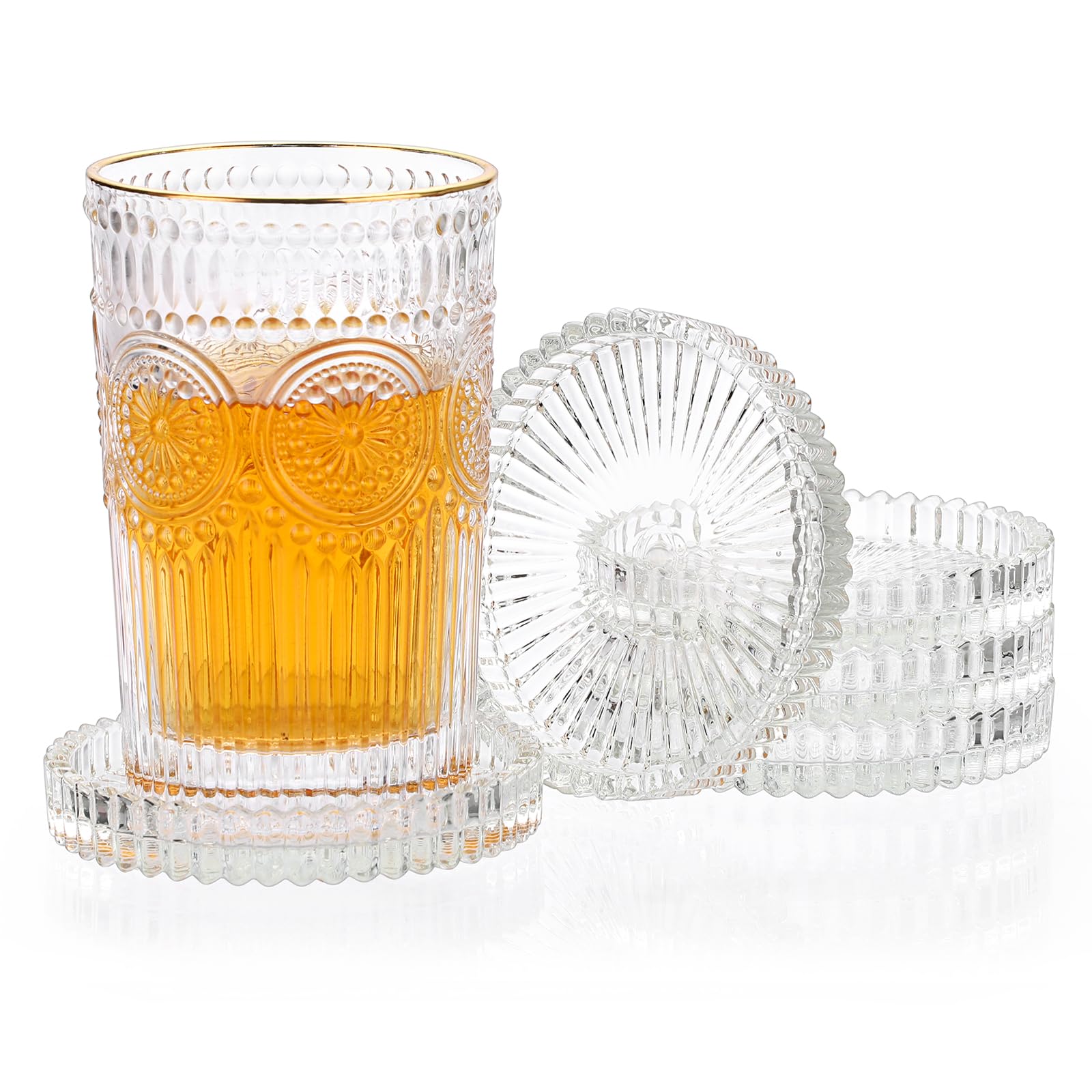 OGANAZI posavasos redondo de cristal, conjunto de cinco, protege la mesa.
