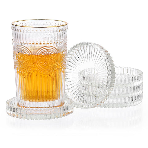 OGANAZI posavasos redondo de cristal, conjunto de cinco, protege la mesa.