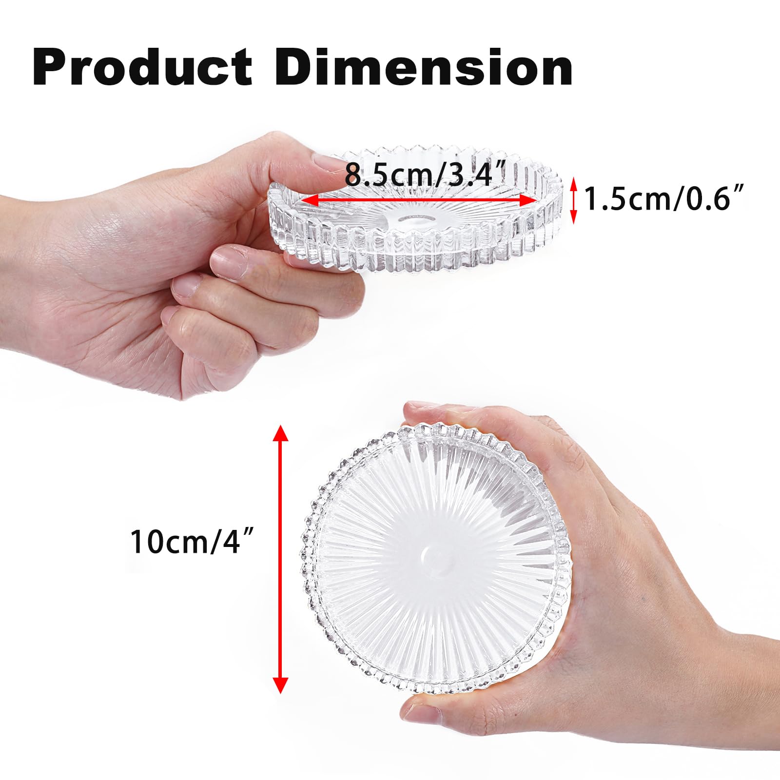 OGANAZI posavasos vidrio templado, tamaño 4 pulgadas; ideal para tazas.