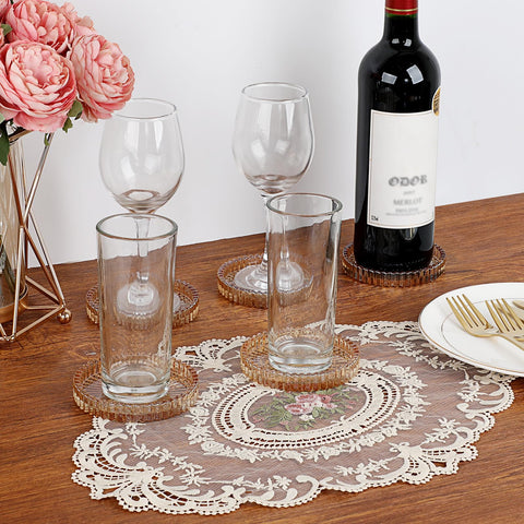 OGANAZI set posavasos cristal 5 unidades rayas elegantes