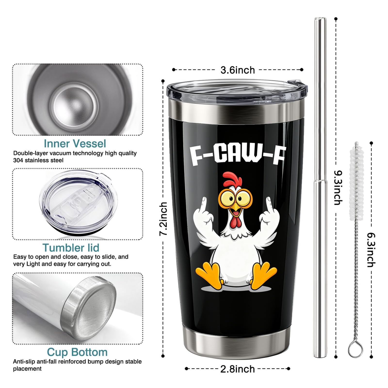 OGGOVIBE Fcaw F termo de acero inoxidable aislado, mantiene bebidas calientes o frías por horas.