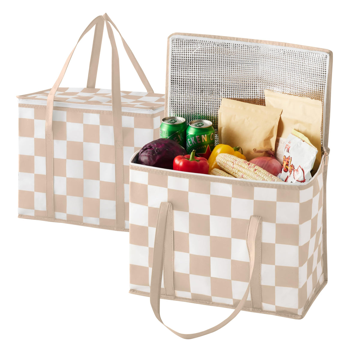 Ohocut bolsas de compra aisladas con cuadro beige para mantener la frescura
