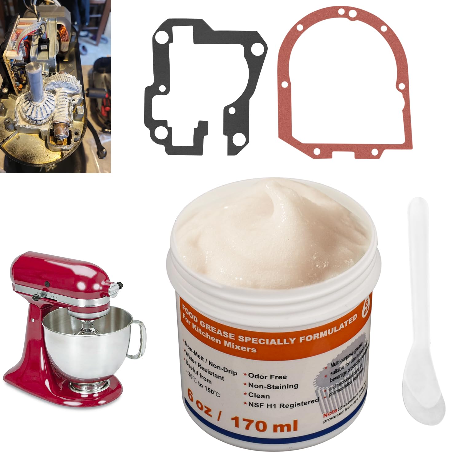 Ohoho grasa alimentaria 6 oz para Kitchenaid, lubricación suave para batidoras