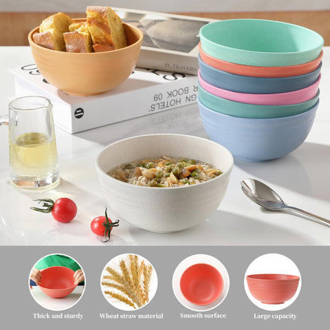 Ohola tazones cereal set 8 colores vivos para la mesa.