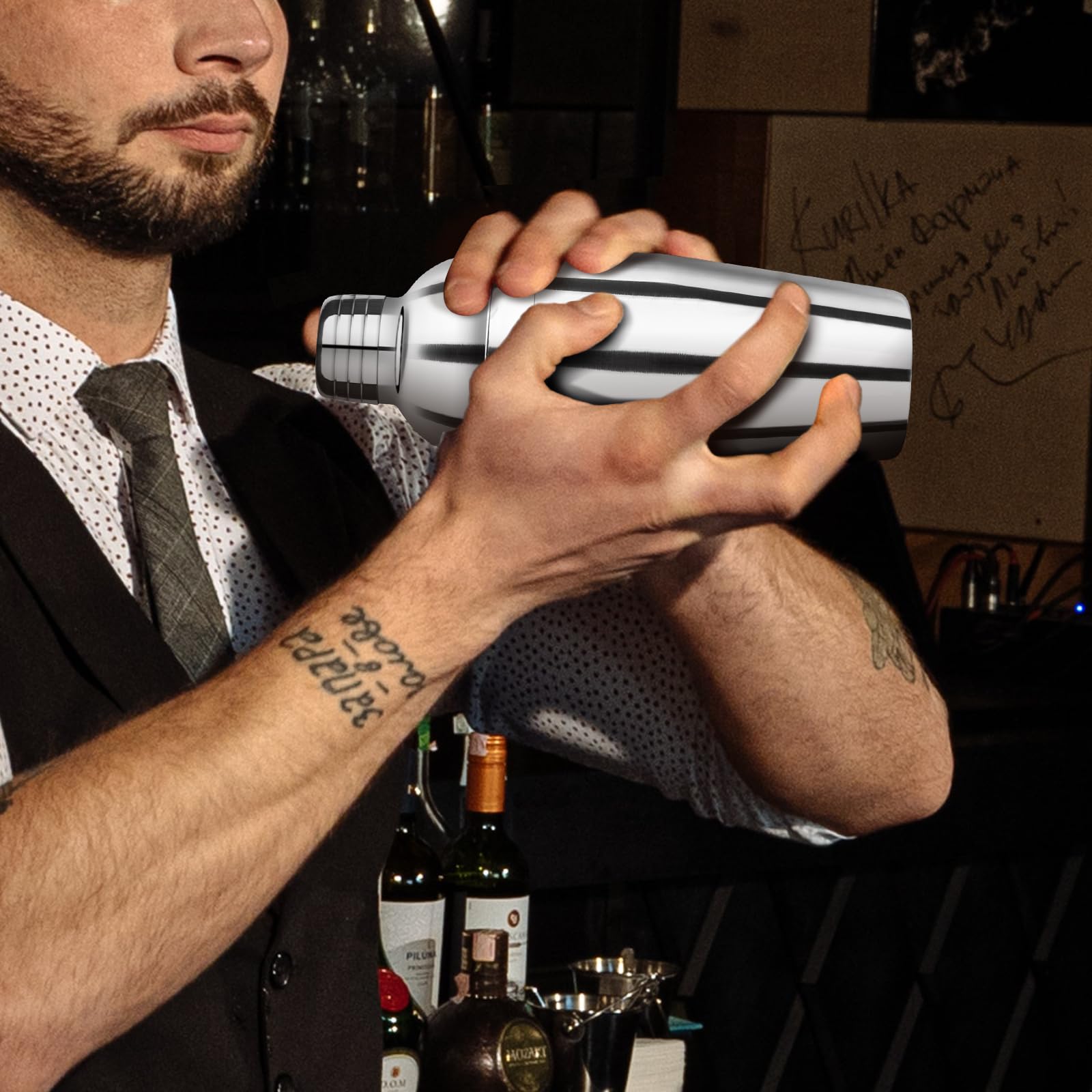 Ohtomber cuchara de bar espiral controla flujo para efectos de capas