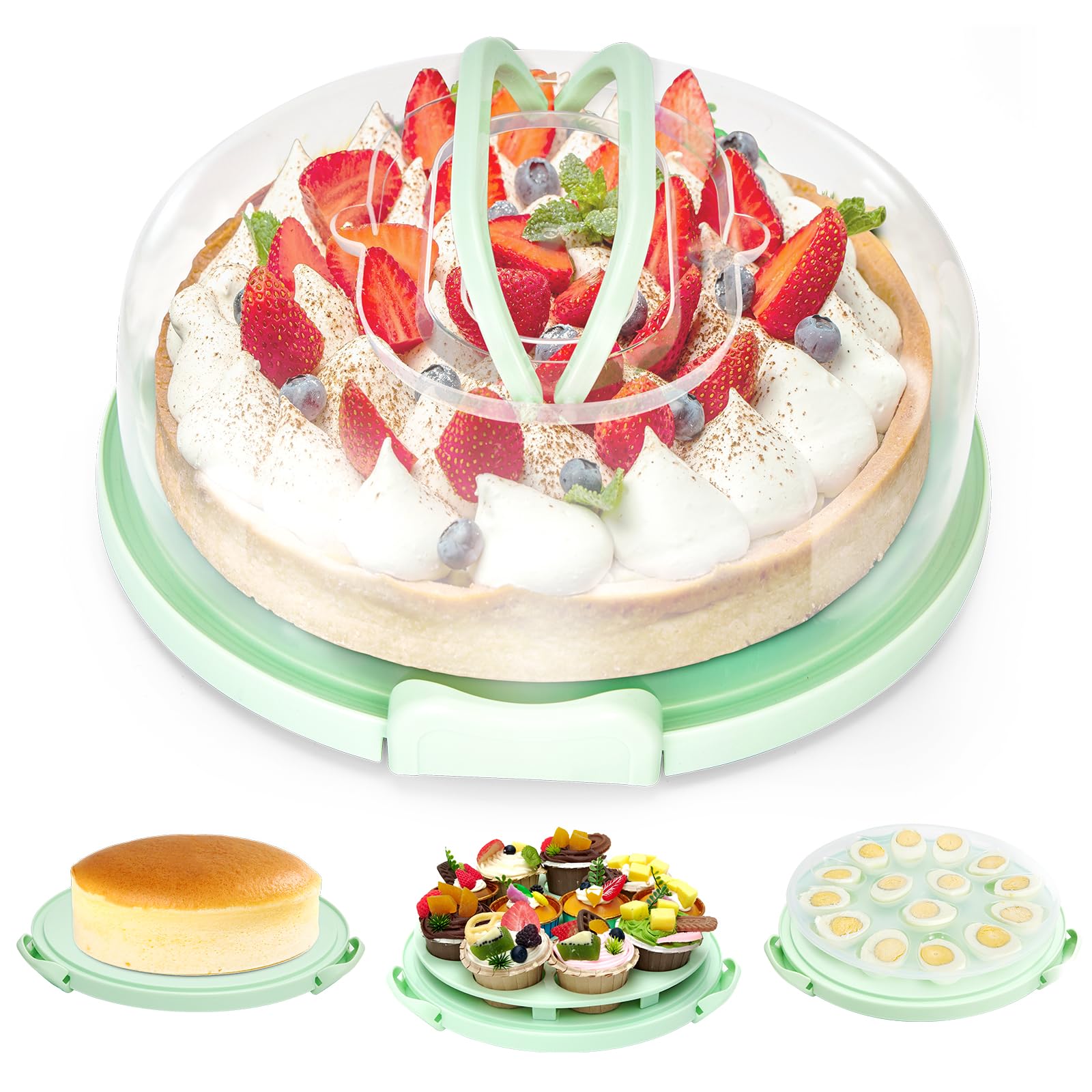 Ohuhu contenedor torta-queso de 10 pulgadas con tapa para transporte seguro.