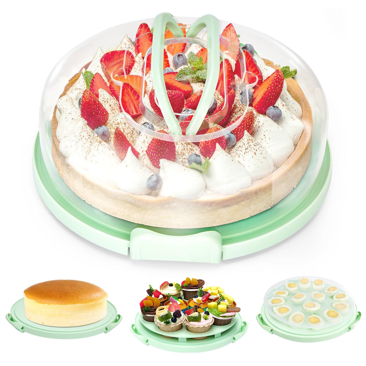 Ohuhu contenedor torta-queso de 10 pulgadas con tapa para transporte seguro.
