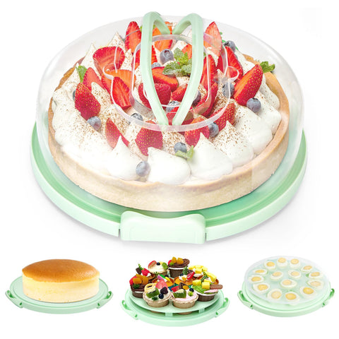 Ohuhu contenedor torta-queso de 10 pulgadas con tapa para transporte seguro.