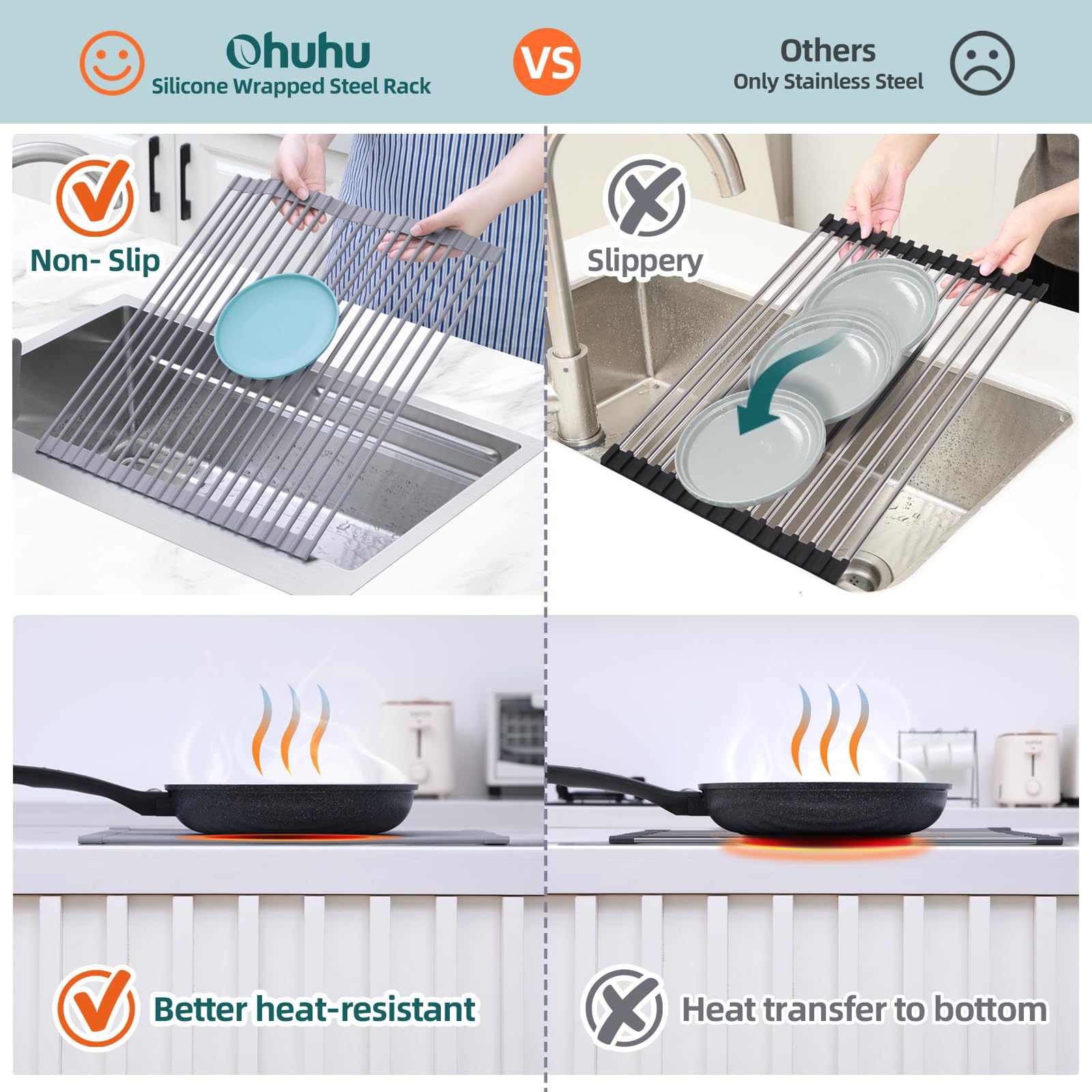 Escurridor Ohuhu multiusos para platos, botellas y ollas.