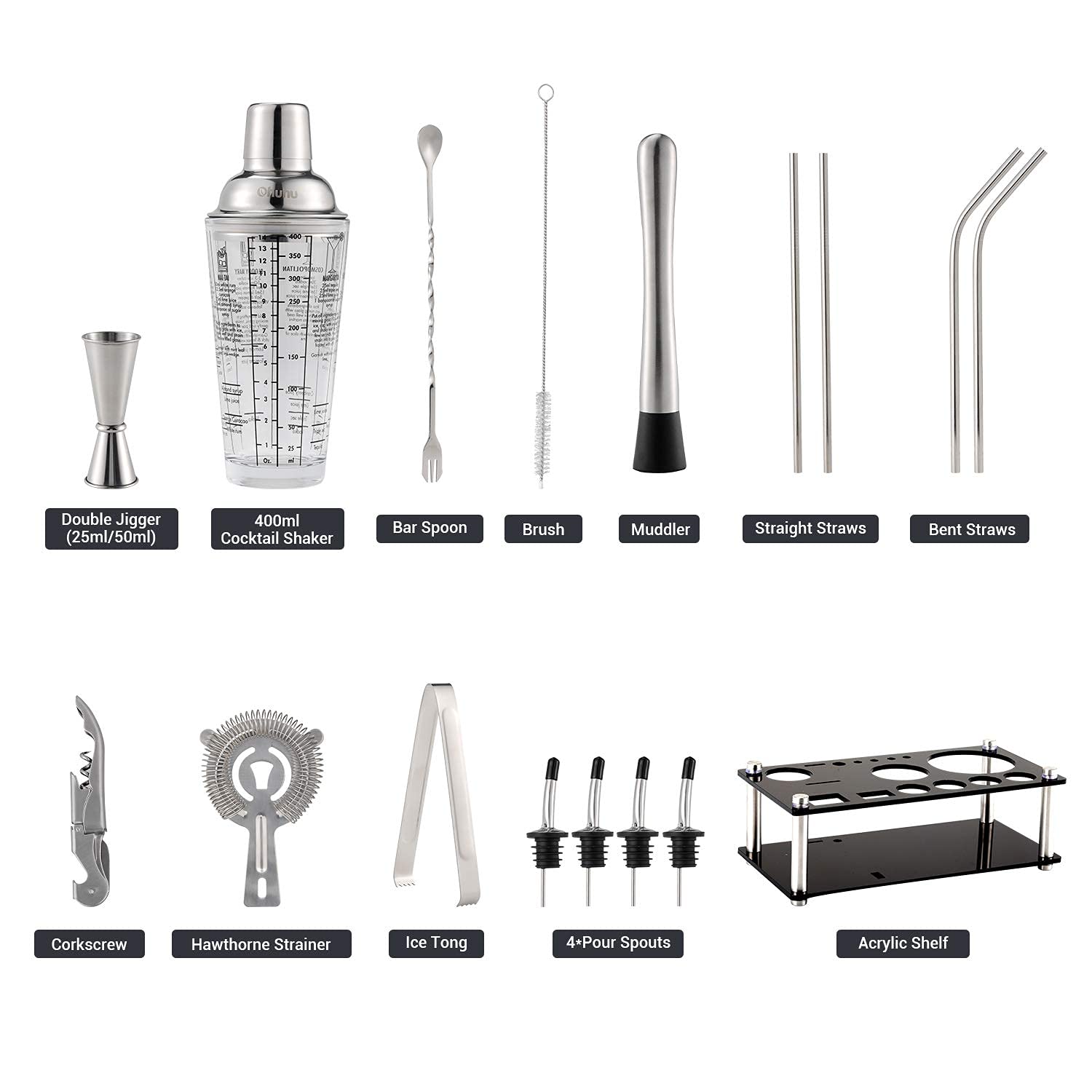 Ohuhu estante acrílico para organizar utensilios de barra con estilo.