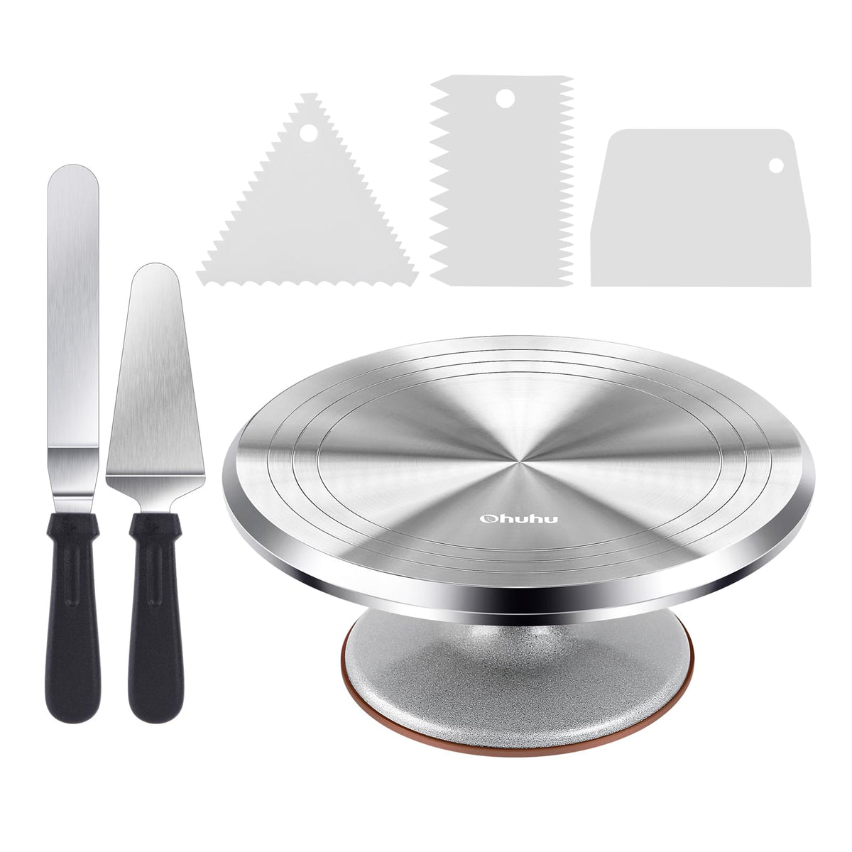 Ohuhu torno de pasteles 12 pulgadas, superficie estable para decorar con precisión.
