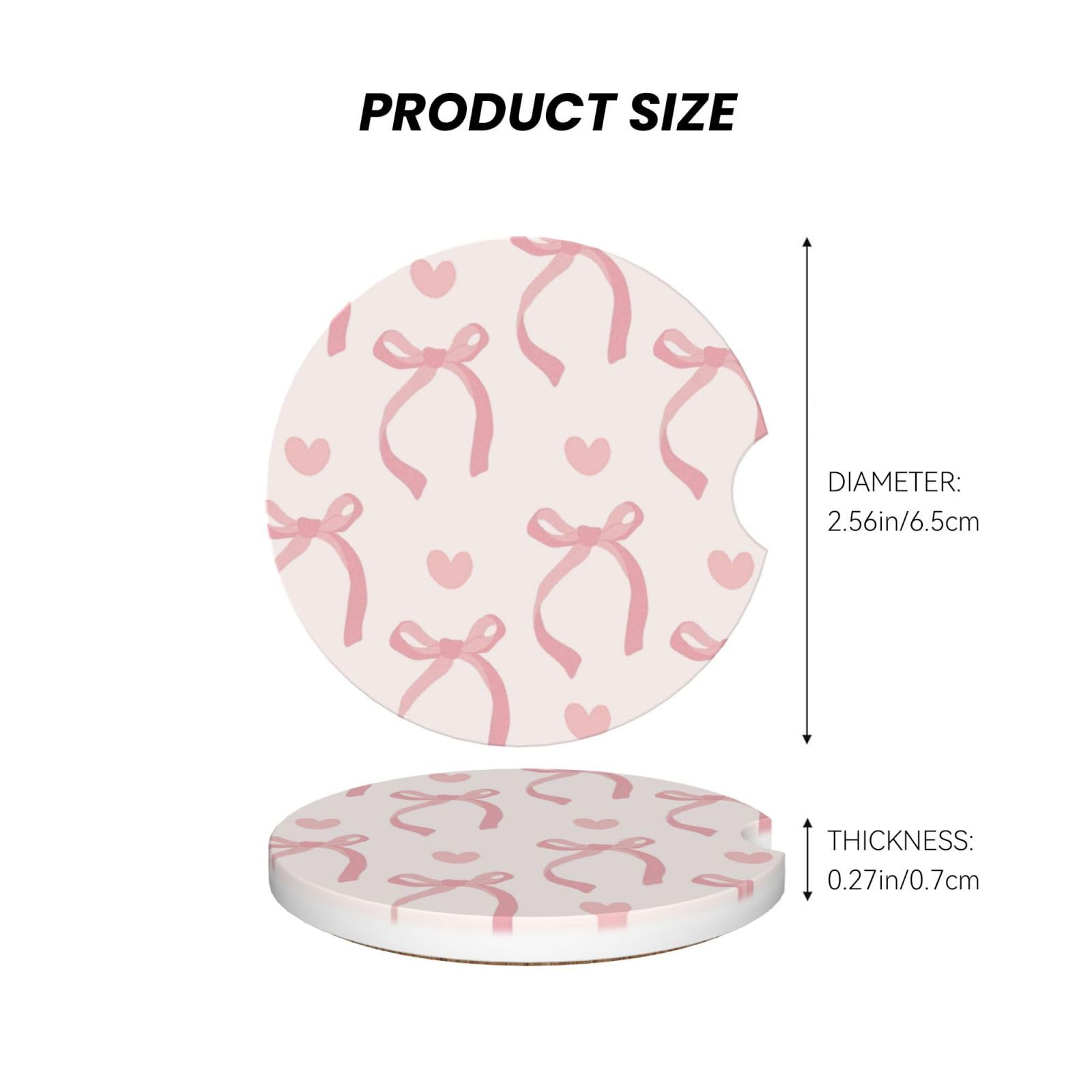 OHZOLLAN portavasos cerámico rosa con diseño de corazón y lazo.