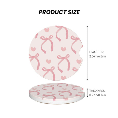 OHZOLLAN portavasos cerámico rosa con diseño de corazón y lazo.