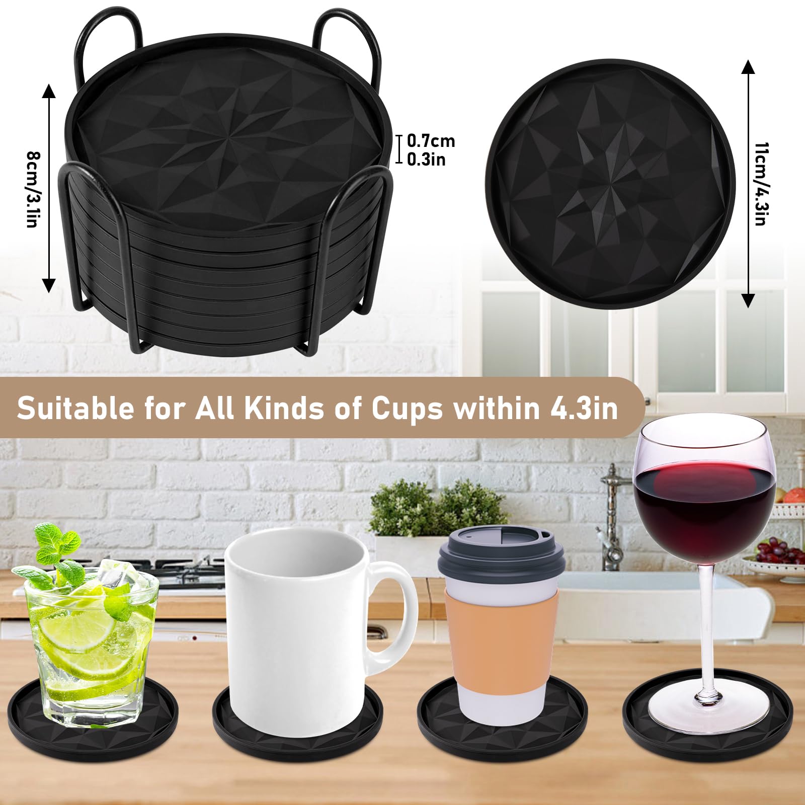 OIAHOMY posavasos absorbentes de 11 cm para tazas y copas
