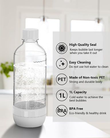 OiDiPi botella de 1 L sin BPA para soda, segura para uso diario.