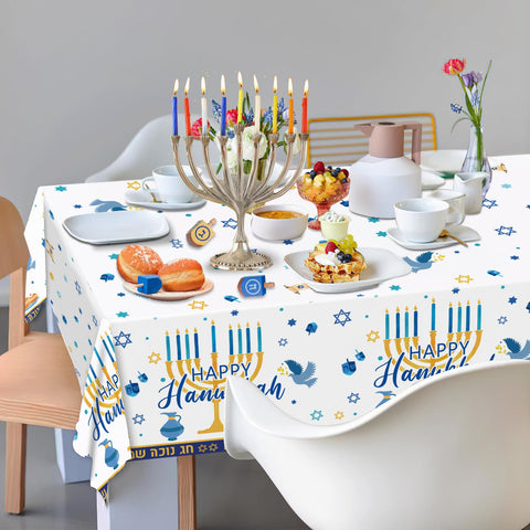 Oigco Hanukkah: mantel plástico impermeable para comidas y bebidas