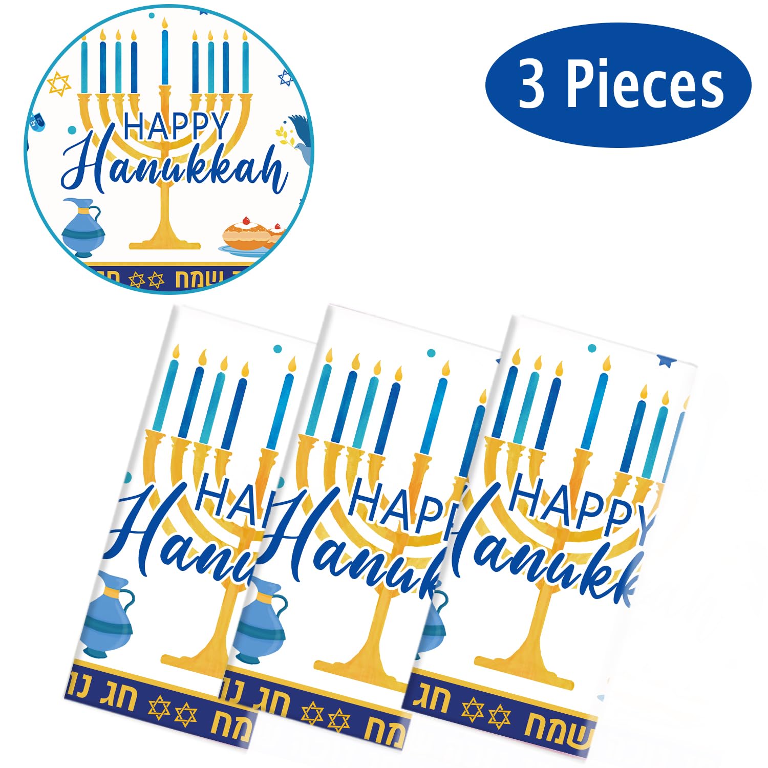 Oigco Hanukkah: mantel con ocho velas para ambientar la celebración