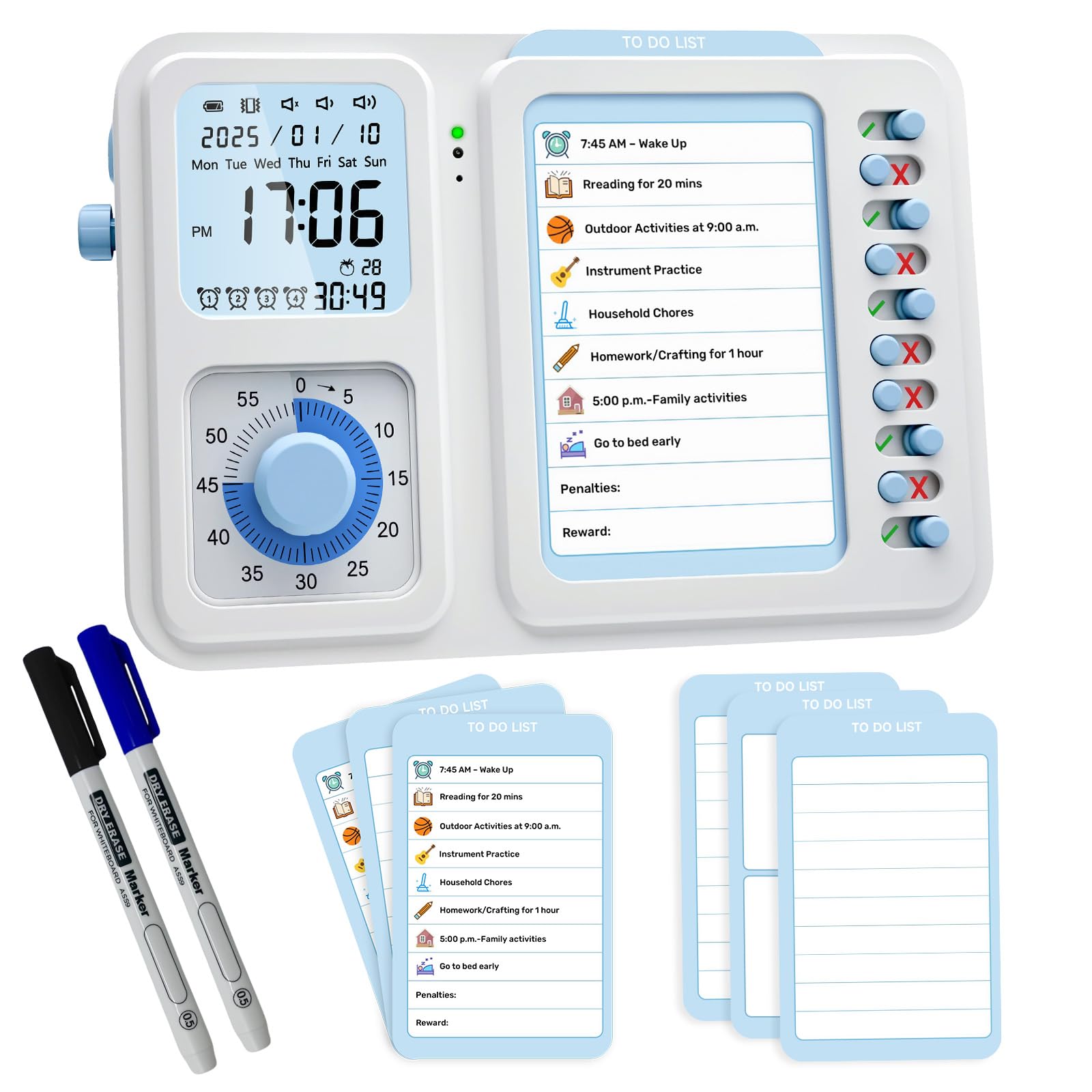 OIJ temporizador visual para niños con tablero de planificación, ayuda a gestionar el tiempo.