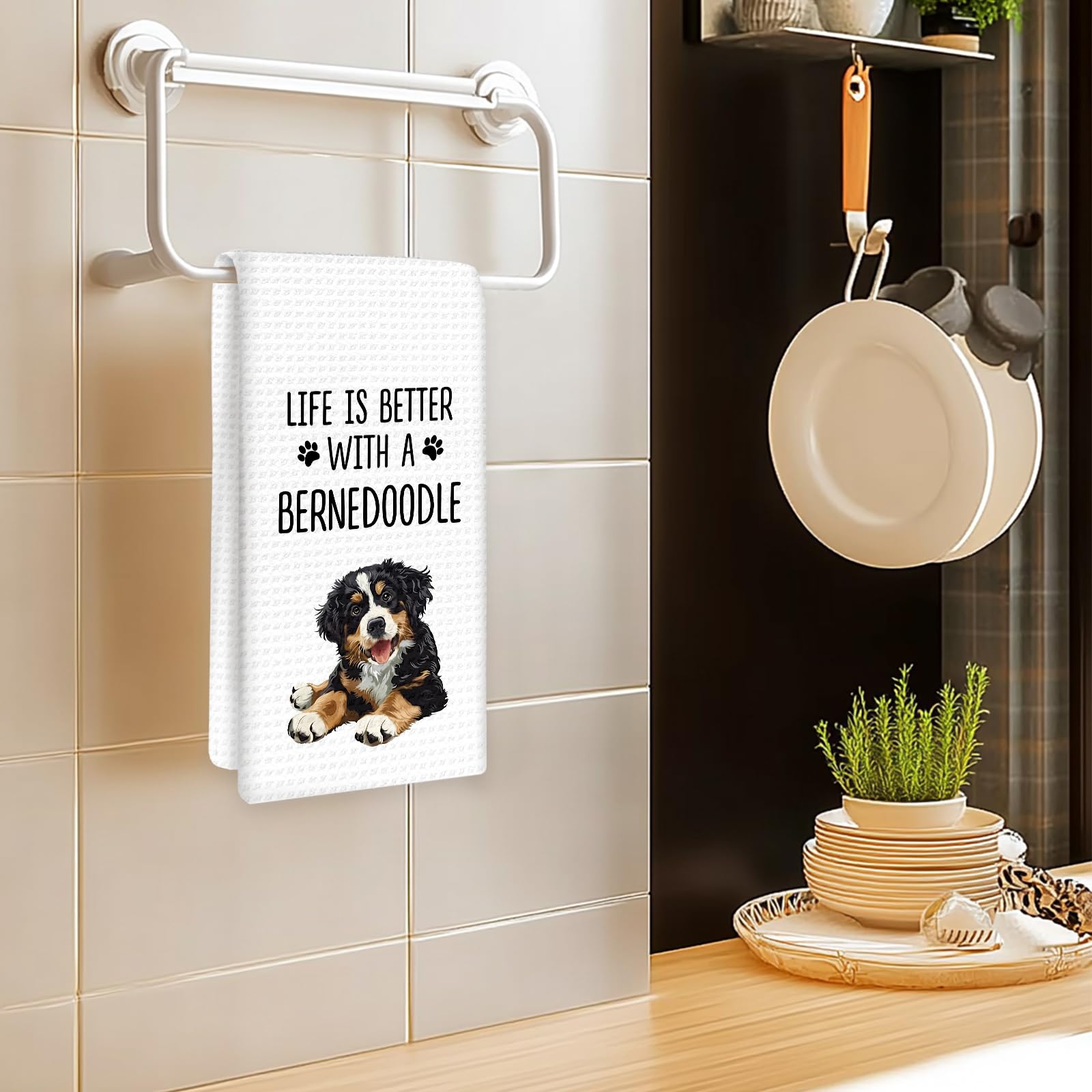 Toalla de cocina OINDADE Bernedoodle, detalle de patrón, ideal para decorar y limpiar con suavidad