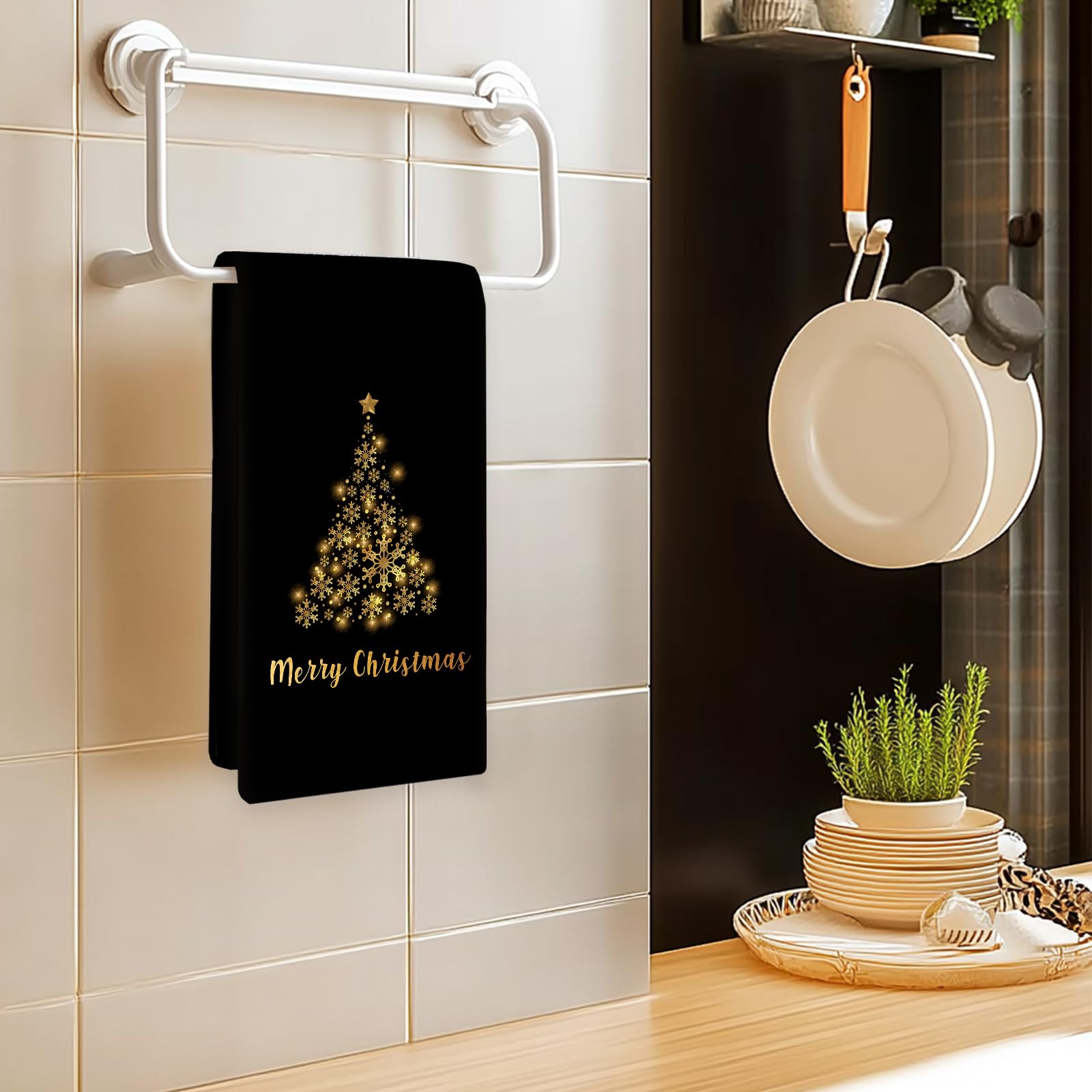 Toallas OINDADE con copos de nieve para toques invernales en cocina y baño.