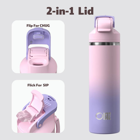 OISIZ botella 24 onzas, diseño ergonómico y mango para transporte cómodo.