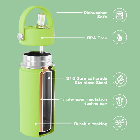 Botella OISIZ aislada con triple pared mantiene la bebida fría.
