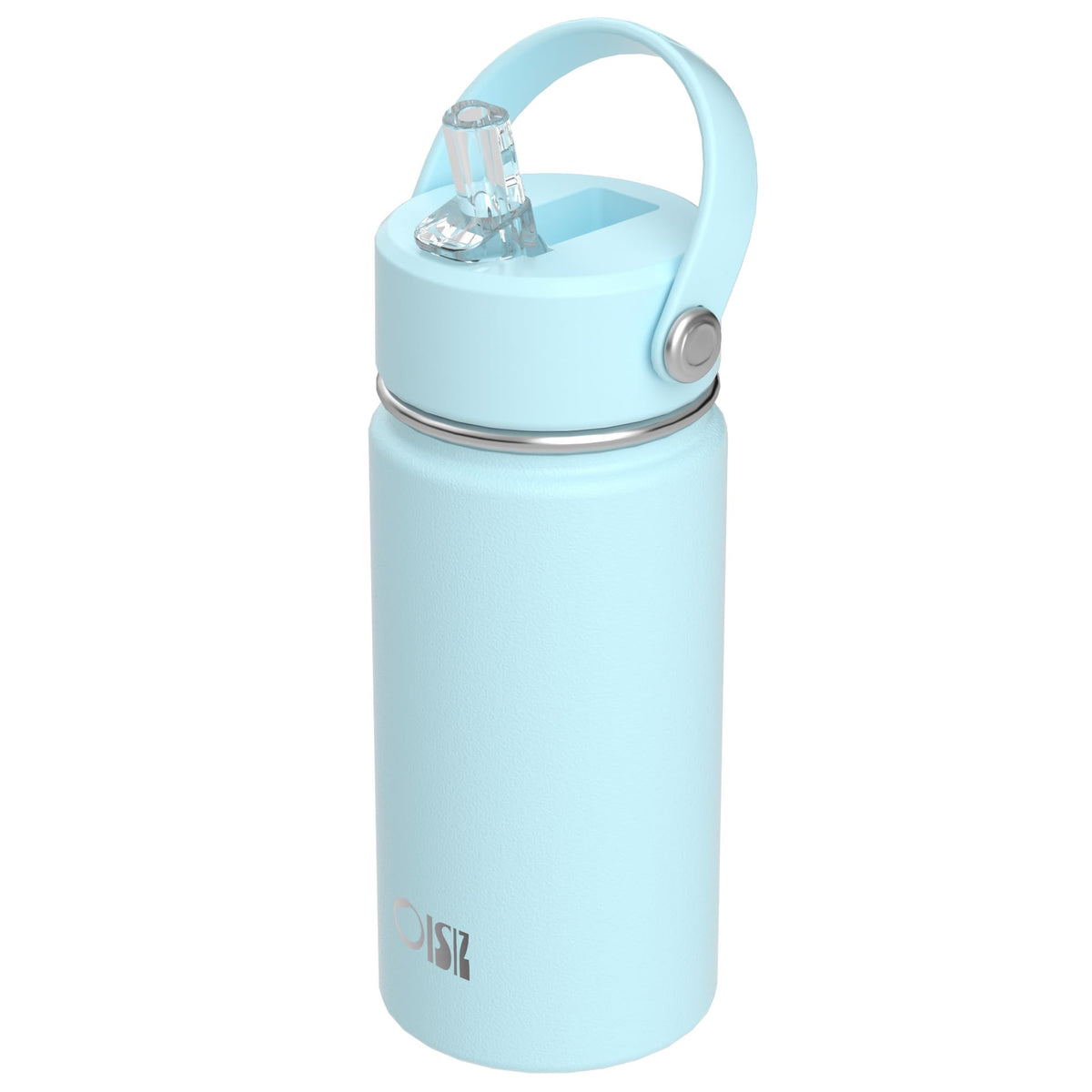 Botella OISIZ para niños con tapa pajita, ideal para hidratación escolar.
