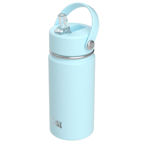 Botella OISIZ para niños con tapa pajita, ideal para hidratación escolar.