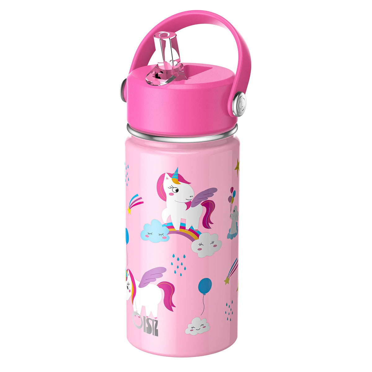Botella OISIZ para niños con tapa pajilla, flujo suave para beber durante el recreo.