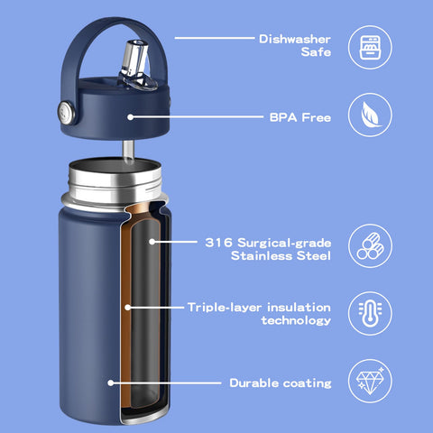 OISIZ 14oz, botella infantil con aislamiento al vacío para escuela