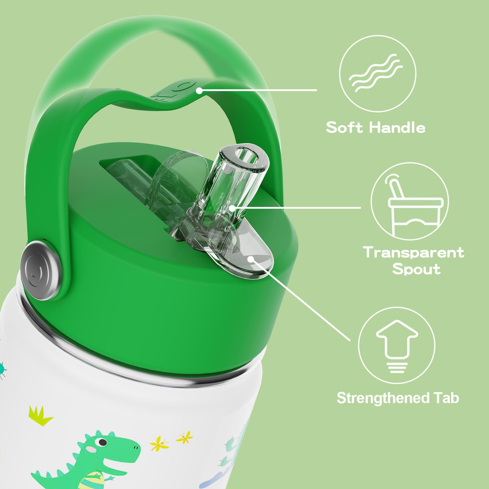 OISIZ botella con tapa-paja transparente para beber con control.