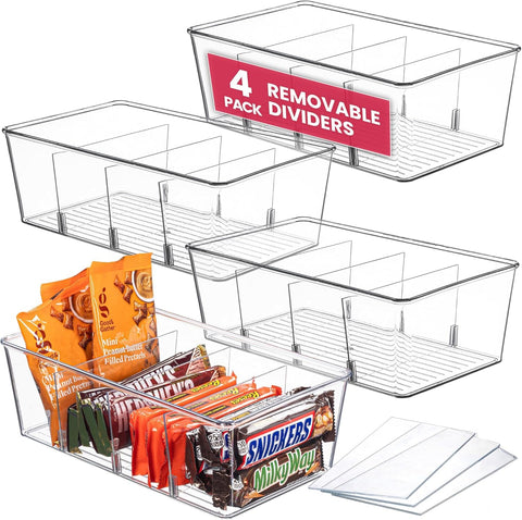 Oizeir bandejas organizadoras transparentes facilitan ver snacks y bebidas de un vistazo.