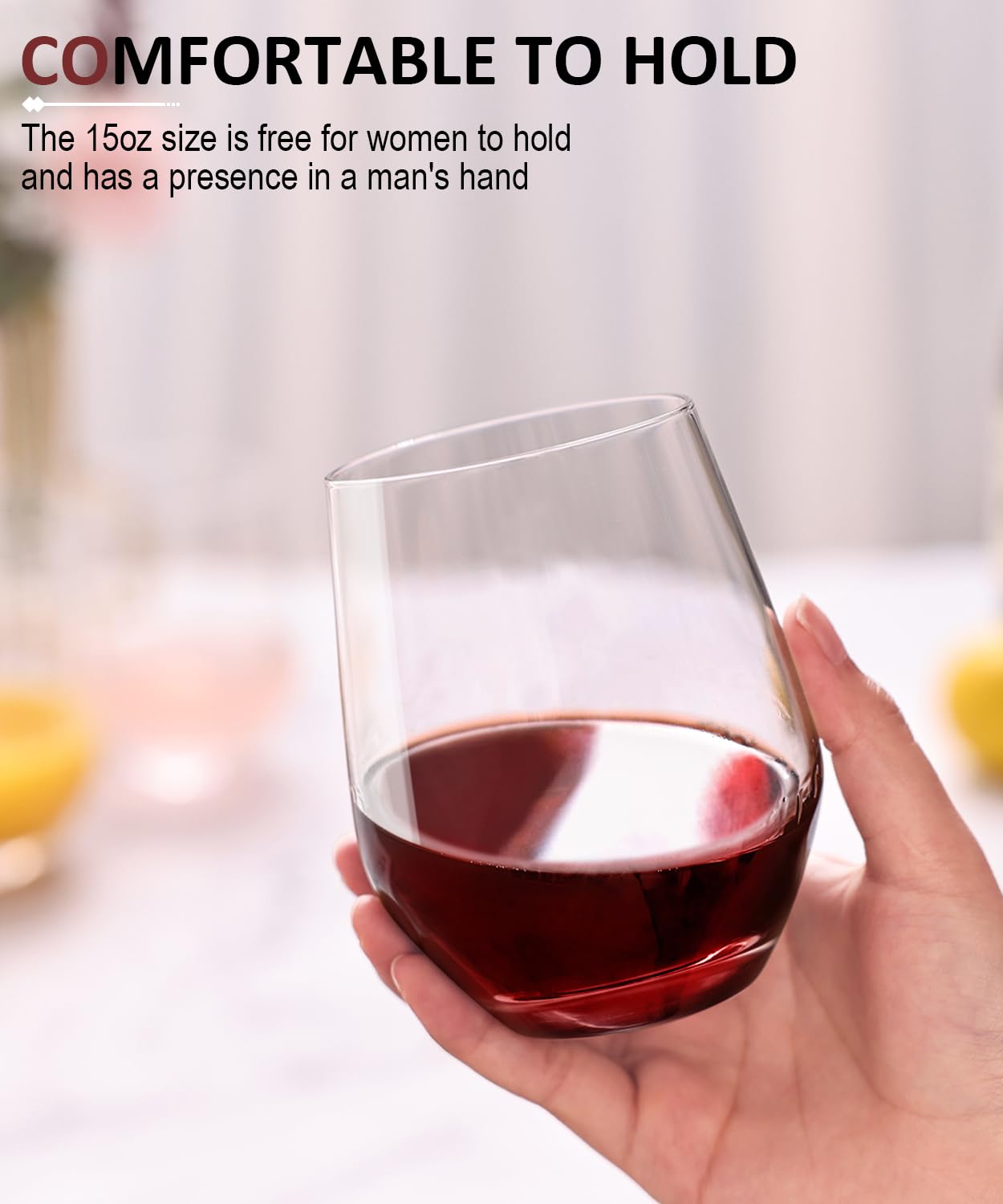 Copa OJA sin tallo para vino blanco, presentación elegante