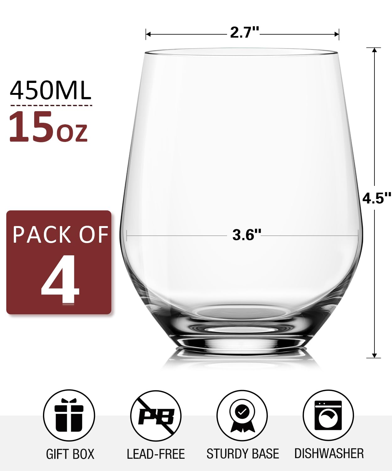 Vaso sin tallo OJA, cómodo en cenas informales