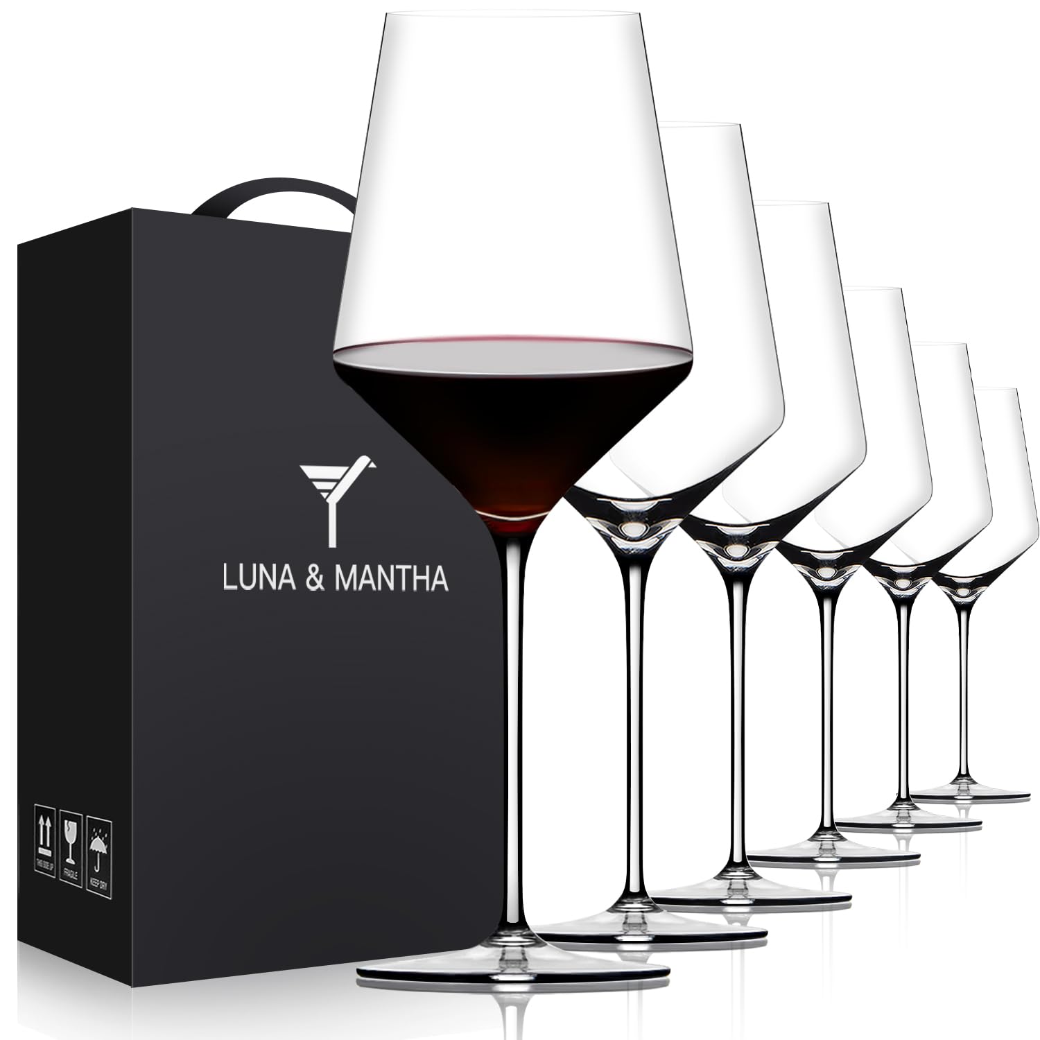 Copa de vino OJA conjunto de 6 con tallos largos para mayor elegancia al servir