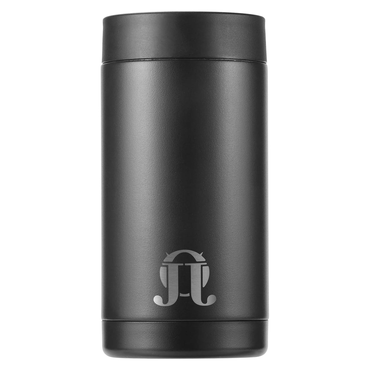 OJOJ J J Enfriador de latas 16oz, vista frontal, mantiene bebidas frías.