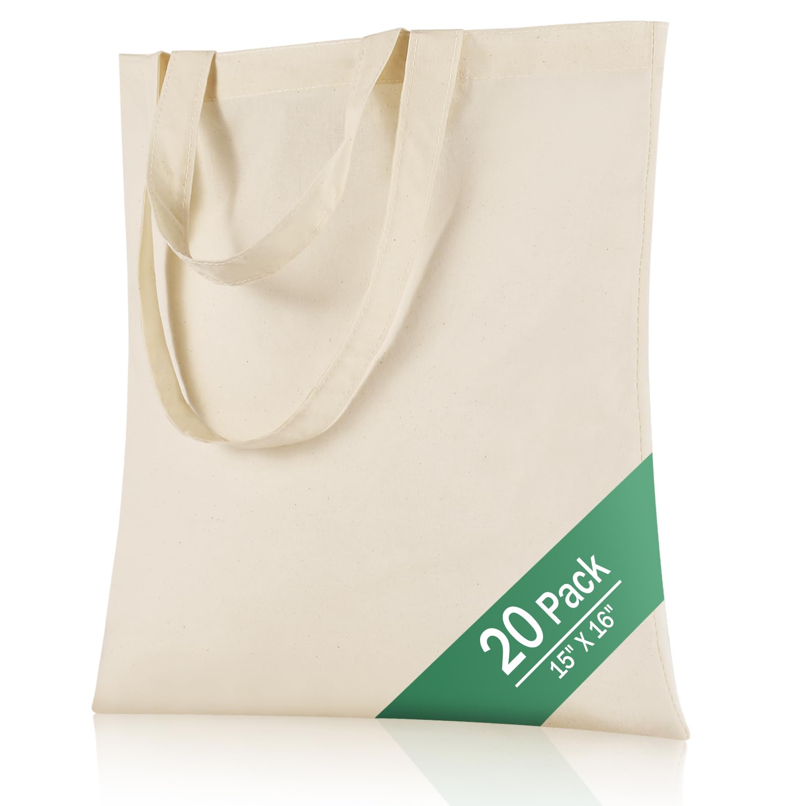 OKBA bolsas de algodón 15x16 vista frontal para compras reutilizables