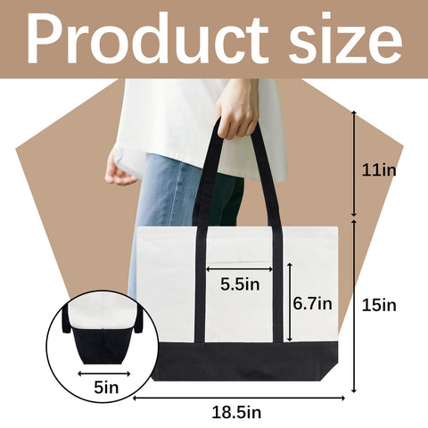 OKBA tote canvas con bolsillos laterales, acceso rápido a objetos pequeños