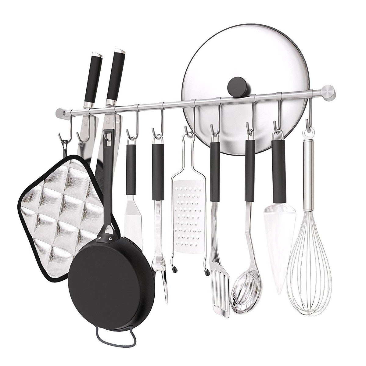 OKEPOO carril de cocina de 20 pulgadas con ganchos deslizantes para utensilios.