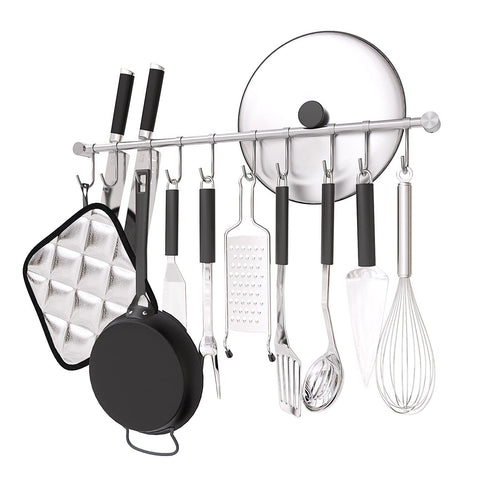 OKEPOO carril de cocina de 20 pulgadas con ganchos deslizantes para utensilios.