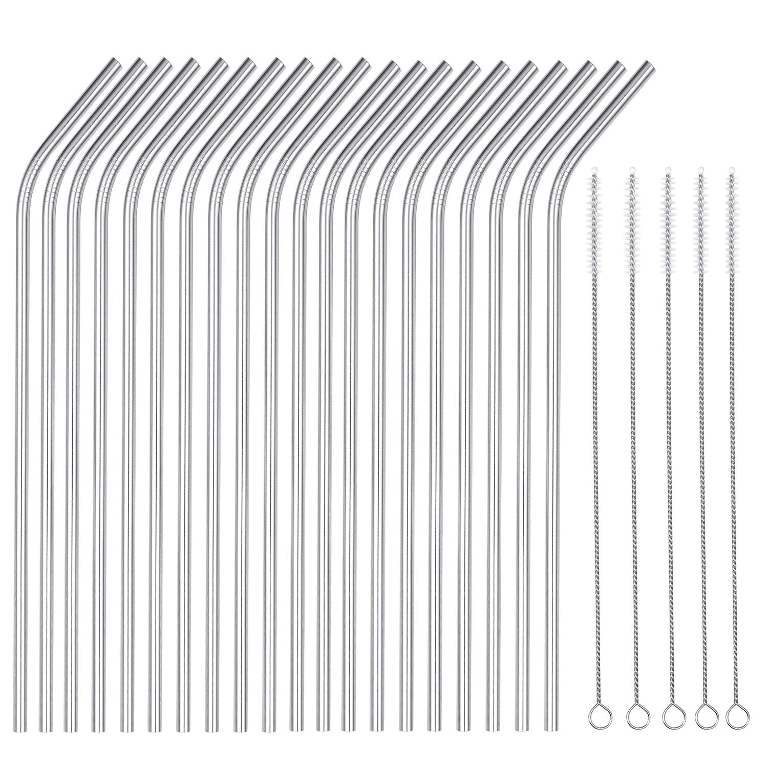 OKGD pajillas de acero inoxidable dobladas, 20 piezas, duraderas y fáciles de limpiar para bebidas.